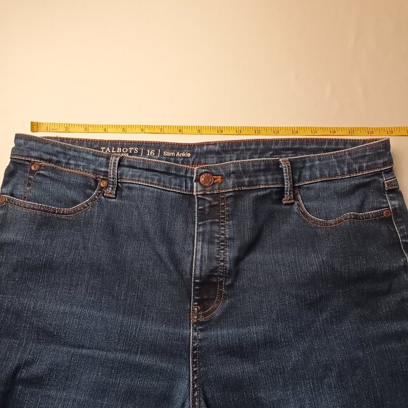 Talbots Flawless Jeans Size 16 Slim Ankle High Rise Dark Wash - Picture 6 of 9